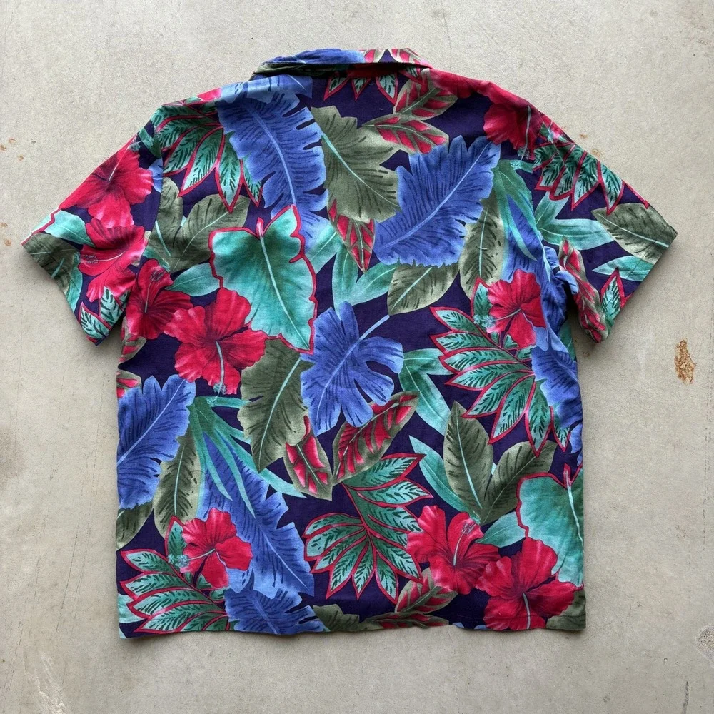 Vintage 80s 90s The Hawaiian Original Shirt Size Medium Tropical Hibiscus Floral